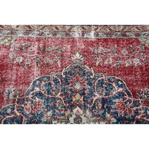 Turkish Vintage Rug 3x8.4 ft, <b>Red</b> <b>Runner</b> Floral Wool Rug - Product Image 5