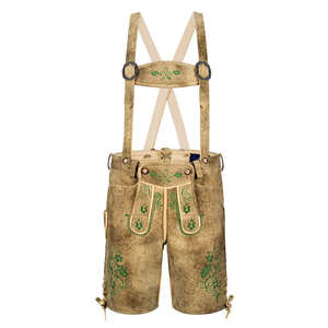 Shorts en cuir bavarois pour hommes, style tendance, fermeture éclair écologique, design uni décontracté - Product Image 1