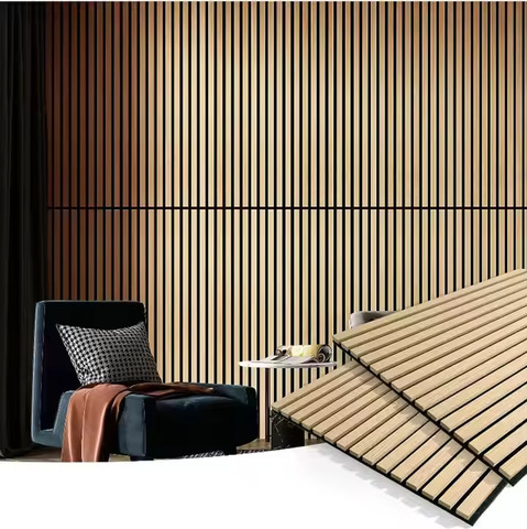 Modern High-Density MDF Polyester Acoustic Panels Soundproof Wall Panel For Living Room Wholesale Flexible Rubber Core