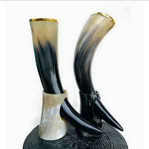 Cuerno Vikingo para Beber con Soporte, Hecho a Mano, Imitación Antigua, Forma Natural, Duradero, Decoración y Regalo para Bodas - Product Image 3