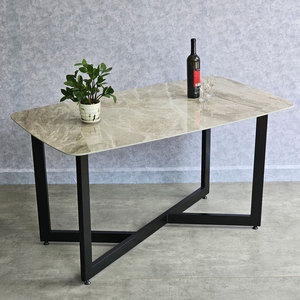 Mesa de Comedor Rectangular de Estilo Minimalista de 140x80cm, con Cubierta de Cerámica de Alta Calidad y Patas de Hierro, Ensamblada, Extensible - BA164 - Product Image 4