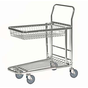 Chariots de courses pliants électrogalvanisés pour supermarchés KM4202-KB – Métal, plastique et acier durables avec surface en PU - Product Image 1