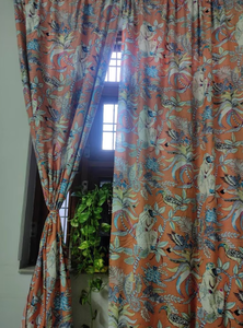 Cortinas personalizadas de lujo para puerta de sala de estar, Material de algodón con estampado de mono naranja, cortinas y cenefas únicas, novedad - Product Image 4