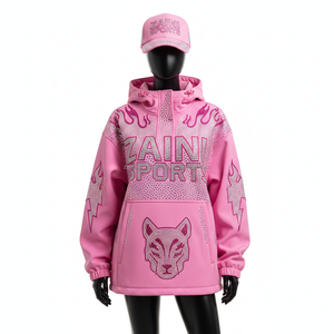 แจ็คเก็ตกันลม320พรีเมี่ยมสำหรับผู้หญิง, แจ็กเก็ตมีฮู้ดแฟชั่นกันลมสีชมพู - Product Image 1