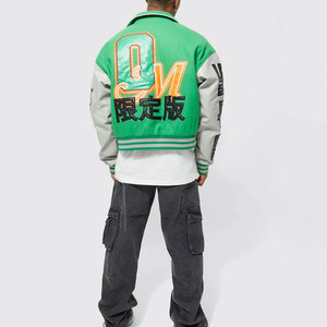 Chaqueta Varsity de Béisbol de Invierno con MOQ Bajo, Logotipo Personalizado en la Parte Delantera, Resistente al Viento, Transpirable, de Poliéster/Algodón, para Hombre, de Alta Calidad - Product Image 2