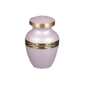 Urne souvenir de crémation en laiton de haute qualité avec bande gravée en or noir et couleur blanche finie pour les cendres humaines-Fourniture funéraire - Product Image 4