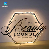 Panneau lumineux rond personnalisé en acrylique pour salon Logo mural rétro-éclairé en métal Boîte à lumière étanche Panneau de réception illuminé par LED