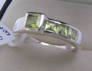 Shah Gems Women's Natural Peridot <b>Ring</b> in <b>925</b> Sterling <b>Silver</b> Emerald Cut with Topaz and Pink Sapphire for Everyday Wear - Product Image 1