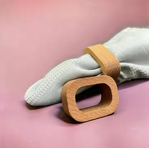 <b>CRAFTS</b> HUB Dual Tone <b>Wooden</b> Napkin <b>Rings</b> Hand Carved Polka Dots Resin Angel Style Everyday Use with Pantone Shades - Product Image 1