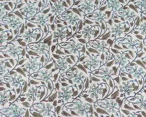 Novo tecido de mão floral indiano verde de alcachofra azul Ártico e azul azul estampado 100% algodão puro por quintal
