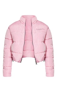 2022 Otoño Invierno moda transpirable cremallera cuello alto Mujer chaqueta acolchada de algodón señoras Parka Bubble Crop tejido liso teñido - Product Image 5
