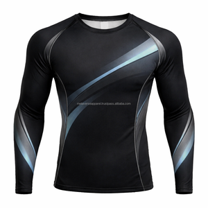 Chemises de protection anti-UV à manches longues, haut de compression réversible, impression double face, séchage rapide, respirant, spandex/nylon pour BJJ MMA - Product Image 6