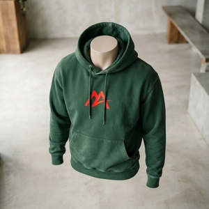 Mayra Men Dark Green Washed Pullover <b>Hoodie</b> <b>Red</b> Logo Fleece Sweatshirt Streetwear Casual Hooded Top Custom Wholesale OEM Apparel - Product Image 5