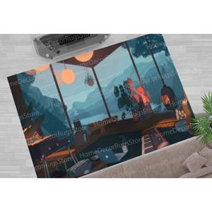 Alfombra Moderna Urbana con Estampado, Decoración de Habitación Estilo Anime Lo-Fi, Alfombra de Terciopelo de Lujo - Product Image 1