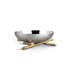 Bol en acier élégant de qualité supérieure et bol de serveur sucré bol de service à nourriture et à salade avec support en laiton à bas prix - Product Image 4