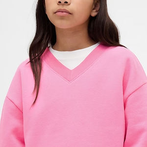 Sweat-shirt pour filles à ourlet côtelé avec col en V, parfait pour l'hiver et les activités de plein air, tissu respirant et doux pour la peau, prix avantageux - Product Image 2