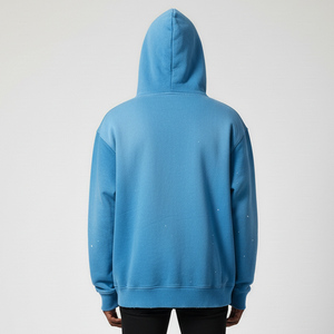 Sweat-shirts à capuche personnalisés, style streetwear vintage, délavés, déchirés, coupe ample, broderie, strass, délavage à l'acide, effet délavé au soleil, fermeture éclair - Product Image 5