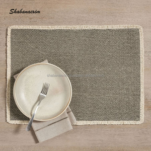 Prêt à expédier napperon rectangle à franges en coton fait à la main tapis de table à manger décoratif avec un design différent - Product Image 5