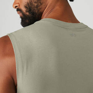 Débardeurs de sport décontractés à col rond sans manches pour hommes, séchage rapide, polyester/coton - Product Image 4