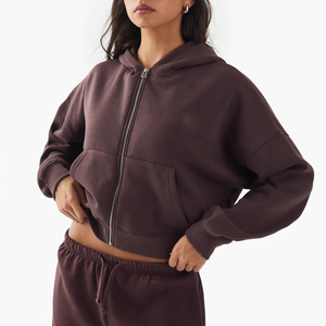 Sudadera con capucha y cremallera para mujer de corte personalizado del fabricante, jersey de alta calidad con capucha estampada de lujo al por mayor - Product Image 5