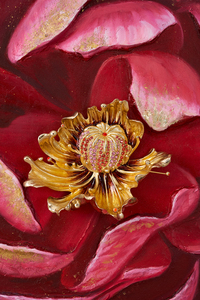 RORO 87x87x5.5CM Usine En Gros Nordique Doré Art Abstrait Fleur Mur Émail Artisanat <span class=keywords><strong>Pivoine</strong></span> Salon <span class=keywords><strong>Peinture</strong></span> Décorative - Product Image 4