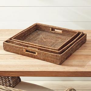 Juego de bandejas cuadradas naturales, 3 bandejas, bandeja de almacenamiento doméstica respetuosa con el medio ambiente, hecha en Vietnam, duradera y hermosa, venta al por mayor - Product Image 6