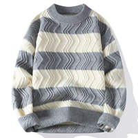 Pulls de Noël rayés de luxe pour hommes, tendance automne-hiver, pull épais et chaud, ample, pour hommes