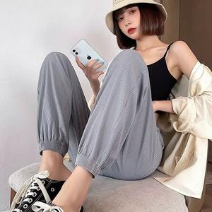 2025 pantalones de seda de hielo de moda verano fino Fitness elástico de secado rápido deportes Casual mujeres Pantalones rectos - Product Image 4