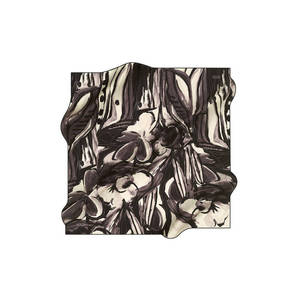 Vintage Designer Black Silk Square Floral Scarf with Custom Dot Pattern - Product Image 1