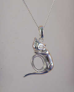 Pendentif chat en argent sterling 925 massif de bonne qualité 2025, support pour cabochon de 10x8 mm, fabrication de bijoux DIY, vente en gros - Product Image 2