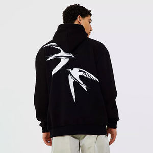 Pull à capuche thermique personnalisé 100% coton polaire d'hiver surdimensionné et lourd avec strass motif imprimé solide délavé à la pierre - Product Image 3