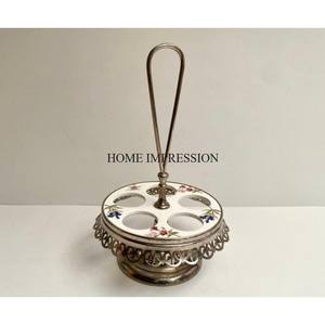 Fourniture directe d'usine de collection de créateurs vintage Fourniture d'oeufs enduits de poudre de couleur noire en métal de meilleure qualité Fourniture de supports et de supports - Product Image 4