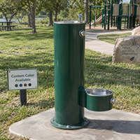 Fontaine à eau pour humains et chiens avec deux sorties réglables en hauteur et gamelle pour animaux, idéale pour les parcs canins, les projets résidentiels et les espaces publics