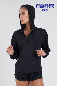 Sweat à capuche court en coton épais et coton épais pour femmes avec ensemble court zippé Survêtements de style vintage - Product Image 6