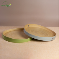 Plateau de service artisanal en bambou tressé, laqué, personnalisé, décoratif, recyclable, portable, alimentaire, écologique et durable