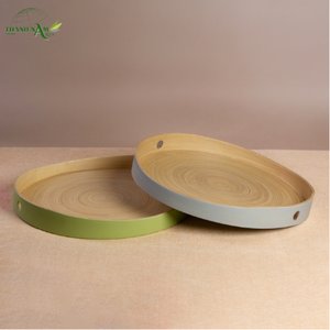 Plateau de service en bambou tressé artisanal, laqué sur mesure, écologique, durable et au design moderne - Product Image 1