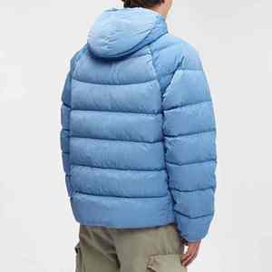 2025 OEM Invierno Azul logotipo personalizado frente 100% poliéster a prueba de viento cremallera hombres chaqueta acolchada con capucha - Product Image 4