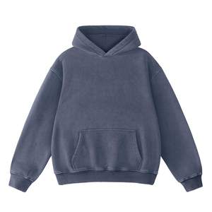 Streetwear conception personnalisée en détresse broderie Patch Logo sweats à capuche surdimensionnés pour hommes français éponge strass unisexe Baggy sweats à capuche - Product Image 1