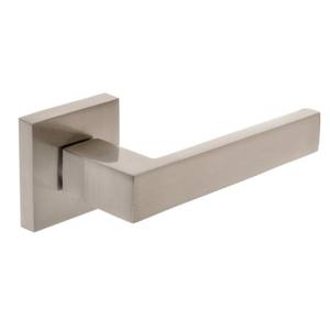 Poignée de porte QUBIK avec plaque carrée-Satin - Product Image 1