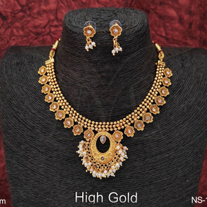 Bijoux anciens de conception de fantaisie partie porter ensemble de collier court antique plaqué or haut - Product Image 1