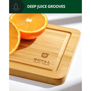 Set di 3 Grandi Taglieri Ecologici in Bambù Sostenibile, Rettangolari e Quadrati, per Pizza, Salumi e Succhi con Scanalatura - Product Image 6