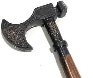 Canne de marche en bois dur chromé pour hommes, bâton de marche en étain solide, poignée de hache de bourgogne, cadeau de guerrier pour l'exportation - Product Image 4