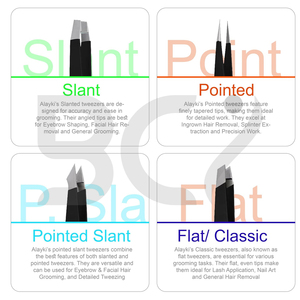 Ensemble de 4 pinces à épiler classiques en acier inoxydable à pointe inclinée, personnalisées, avec étui bleu, durables - Product Image 3