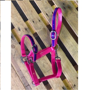 Cabestro multifuncional de cuero y nailon PVC en cabestro de caballo rosa y morado y alfombra de caballo de cuero - Product Image 1