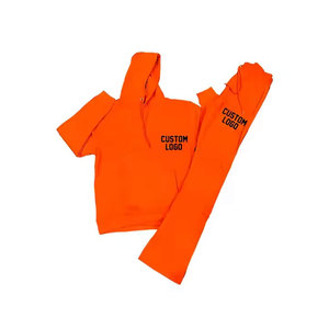 เซ็ตเสื้อฮู้ดผ้าฟลีซสำหรับผู้ชายชุดวอร์มพิมพ์ลายสกรีนผ้าฝ้ายออกแบบโลโก้ได้ตามต้องการสำหรับฤดูใบไม้ร่วงและฤดูหนาว - Product Image 5
