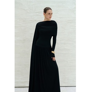 Robe à manches longues, service ODM, robe longue élégante DANNY DRAPED, vente en gros pour femmes, 95% acétate, 5% élasthanne, robes en provenance du Vietnam - Product Image 3