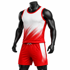 Unisex Red White Gradient Basketball Jersey Set Tank Top Shorts Moisture Wicking Breathable Quick Dry <b>Athletic</b> Wear Custom Brand - Product Image 2
