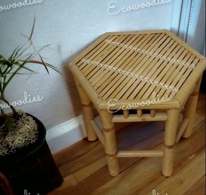 เก้าอี้ทรงสูงทำจากไม้ไผ่ธรรมชาติทรงหกเหลี่ยมเฟอร์นิเจอร์ห้องนั่งเล่นบ้านล่าสุด - Product Image 2