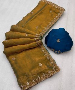 Dernier créateur traditionnel Fendy Silk Saree Indian Fashion Digital Print avec broderie Work Exclusive Fancy Party Wear - Product Image 6