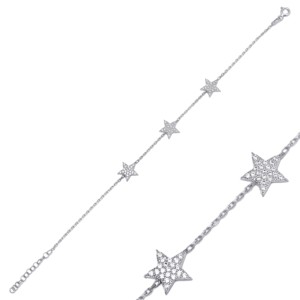 10mm Star Design Clear Zircon Stone <b>Charm</b> Woman Bracelet Turkish Handmade Wholesale 925 Sterling Silver Jewelry - Product Image 5